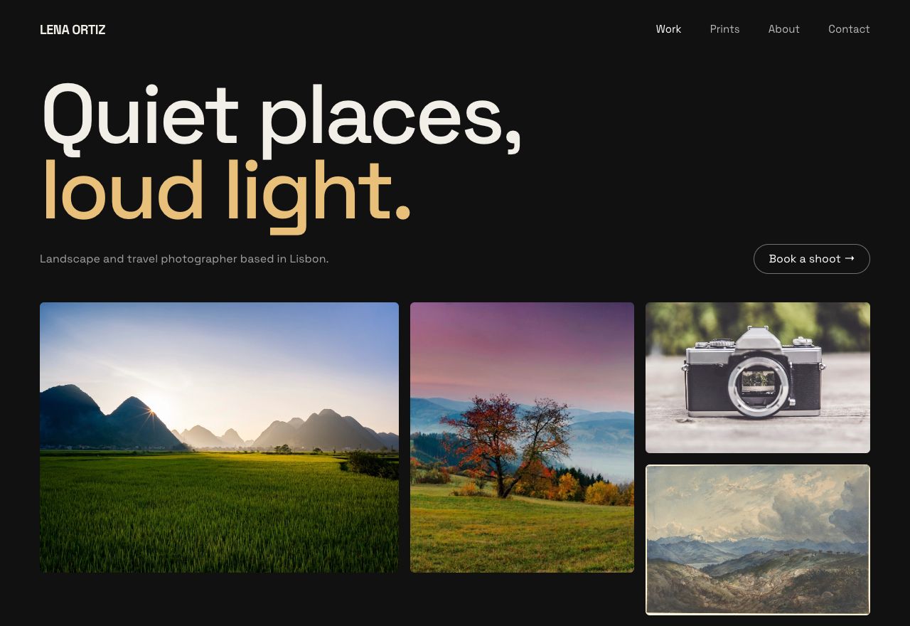 Photography Portfolio website built with Inkling