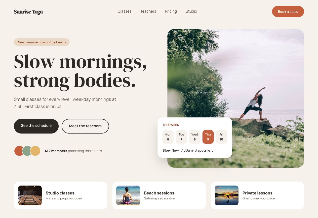 Yoga Class Booking website